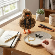 7inch Desk Goose Outfits, Mini Desktop Goose Clothes with Sunglasses & Necklaces, Brown Leopard Plush Hoodie Set Accessories for Magnetic Goose Statue (Brown Leopard)