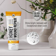 SILVER GRADE Dog Wound Care with Manuka Honey & Colloidal Silver for Scratches & Skin Irritations – Cat & Dog Hot Spot Treatment Gel Works as Honey Rapid Wound Repair for Horses – for All Pets – 2-Oz