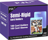 100ct Semi Rigid Card Holders & 100ct Card Sleeves for PSA Graded Cards | PSA, SGC, BGS, CSG Graded Card Submissions, Semi Rigid Baseball Card Sleeves Protectors, PSA Graded Trading Cards Sleeves