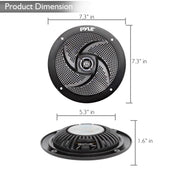 Low-Profile Waterproof Marine Speakers - 240W 6.5 Inch 2 Way 1 Pair Slim Style Waterproof and Weather Resistant Outdoor Audio Stereo Sound System, for Boat, Off-Road Vehicles - Pyle (Black)