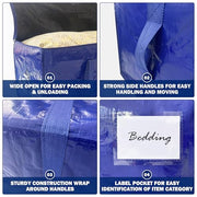 8 Pack Extra Heavy Duty Large Moving Bags with Strong Zipper & Carrying Handles, Sturdy Clothes Storage Bags Totes Bins, Packing Bag Move Boxes College Moving Supplies, Dark Blue - 24 gal