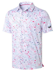 Obla Men's Golf Polo Shirts Print Short Sleeve Dry Fit Collared Shirt | Moisture Wicking, Performance, Lightweight, Casual, Polo Shirts for Men