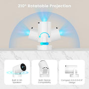 Mini Portable Projector with Bluetooth 5.4 and WiFi 6, 4K Support | HY300 Ultra Projector,220 ANSI,210° Rotation,Auto Keystone Correction,5watt Sound Base Speaker
