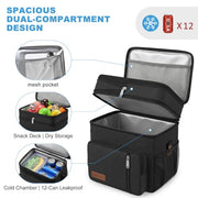 MIYCOO Lunch Bag & Lunch Box for Men Women, Double Deck & Leakproof | Insulated Soft Large Adult Camping Cooler bag for Work, Beach, Picnic, Travel (Black, 15L)