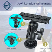Fish Finder Mount Base, Universal 360° Rotation Ball-Mount Fish Finder Bracket, Nylon & Stainless Steel Electronic Holder for Marine Boat Kayak Pontoon Canoe Helix Garmin, 4*Srews, 4*Nuts
