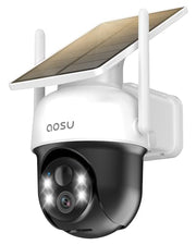 aosu Solar Camera Outdoor Wireless for Home Surveillance,Fixed Solar Panel | Easy to Set up,360° Full Coverage,Auto Person Tracking,2K Clarity&Full-Color Night Vision,Two-Way Talk,2.4GHz WiFi only