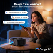 HAPPRUN 1500 ANSI 4K Decoding Outdoor Projector with Official Google TV | Smart Projector with WiFi and Bluetooth, Auto Focus & Keystone, Dolby Audio, Portable Home Theater for Indoor & Outdoor Movie