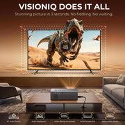 Smart Projector-4K with Wifi Bluetooth, AI Auto Focus Keystone Outdoor Home Theater VIDAA Movie Projector Built-in Apps, 60W Dolby, Airplay, Voice Control, Live TV, Ceiling, Gaming, Camping