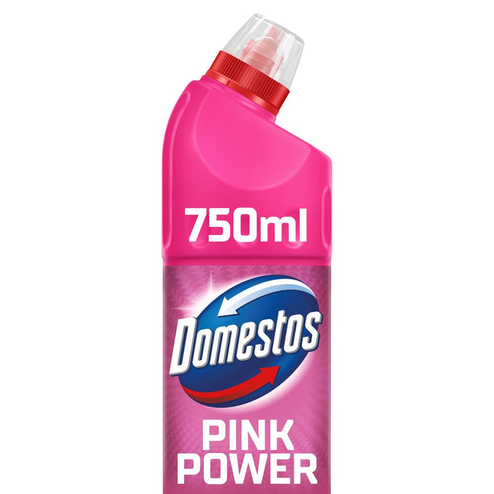 Domestos Pink Power Thick Bleach 750 ml | Eliminates 99.99% of bacteria & viruses*, powerful toilet & bathroom cleaner, prevents limescale build-up
