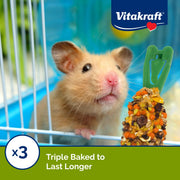 Vitakraft Crunch Sticks Hamster Treat Apple & Honey Flavor - 2 Sticks | Real Dried Fruit, Sweet Honey Coating, Natural Wood Center, Encourages Foraging Chewing, 2 Count Pack