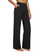 G4Free Yoga Pants for Women Wide Leg Pants with Pockets High Waisted | Moisture Wicking, Soft Comfortable Feel, 4-Way Stretch, Faux Fly, Faux Back Pockets, Yoga, Work & Casual Wear
