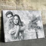 Couple's Anniversary Photo Canvas: Custom Street Sign Wall Art with Names & Year - Personalized Wedding, Birthday, or Valentine's Day Gift
