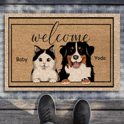 Custom Pet Welcome Doormat - Personalized Gift for Birthday, Housewarming, Homeowner, Friend, Dog/Cat Lover, Owner
