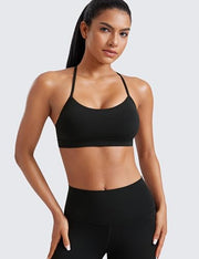 CRZ YOGA Butterluxe Y Back Sports Bras | Light Support, Removable Pads, Yoga, Extremely Soft, Scoop Neck, Spaghetti Strap, for Women