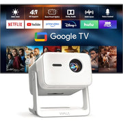 【Google TV & High Brightness】4K Outdoor Projector with WiFi and Bluetooth | VOPLLS Smart Short Throw Movie Gaming Proyector with HDR10/Dual Dolby Audio/ AI Auto Focus for Bedroom Home Theater