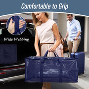 6 Pack Extra Heavy Duty Large Moving Bags with Strong Zipper, Dark Blue | Comfortable Handles, Sturdy & Durable Clothes Storage Bags Totes Bins, Blue Packing Moving Boxes for College Supplies