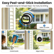 SOLIOM 2K Window Camera, LCD Touchscreen,24/7 Recording, 2.4&5GHz WiFi