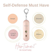HerTime2 Personal Safety Alarm for Women - Loud Self Defense Siren, Waterproof Keychain with Strobe Light - Battery Powered, Rose Gold