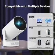 Mini Projector with WiFi and Bluetooth, Portable Projector Support 5w Soundbase Speaker, 170 ANSI, Auto Vertical Keystone, 180° Rotation Smart Projector Proyector for Home Bedroom Outdoor, HY300 Ultra