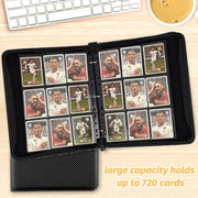 GERMUN 9 Pocket Trading Card Binder,720 Cards, 40 Pages,3 Ring,Double Sided Pockets PU Cover Zipper Collection Album Folder for Standard MTG, TCG, Sports Cards(Black)