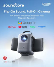 soundcore Nebula P1i Portable Projector with Flippable Speaker | Google TV, Wi-Fi, Bluetooth, Autofocus and Auto Keystone, All-Glass Lens, 4K Support, 380 ANSI Lumens, 20W Dolby Audio, 1080p