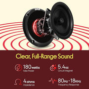 Pyle Waterproof Marine Speakers - Pair of 5.25" 180 Watt Low Profile Slim Style System - Weather Resistant Outdoor Rated Speakers for Boat, Patio, Poolside, Deck, Home (Black)