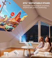 Miroir Roku TV Smart Projector with WiFi and Bluetooth, 150 ANSI, Dolby Audio, 270° Rotatable Stand, Auto Keystone & Zoom — Portable Mini Outdoor Movie Projector with Roku Streaming Built-in