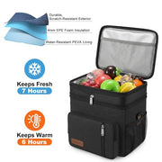 MIYCOO Lunch Bag & Lunch Box for Men Women, Double Deck & Leakproof | Insulated Soft Large Adult Camping Cooler bag for Work, Beach, Picnic, Travel (Black, 15L)