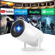 [Built-in Apps] Mini Projector with Wifi and Bluetooth 1080P Supported | Portable Small Projector with Android 14, 180° Rotation/Manual Focus/Auto Keystone, Compatible with HDMI/USB/Smartphone