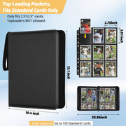 GERMUN 9 Pocket Trading Card Binder,720 Cards, 40 Pages,3 Ring,Double Sided Pockets PU Cover Zipper Collection Album Folder for Standard MTG, TCG, Sports Cards(Black)