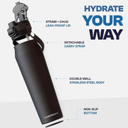 Frost Buddy 24oz Insulated Water Bottle - Straw & Chug Lid - Leak-Proof | Baseball Lifestyle Water Bottle Kids, Ice Cream Drip Baseball Water Bottle