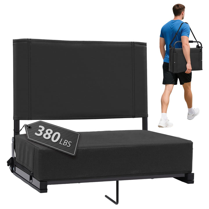 Sekey Stadium Seats with Back Support - 18.4" Wide | 3.2" Thick Cushion, Backrest, Larger Seating Area, 380 lbs, Locking Bleacher Clips, for Outdoor Events