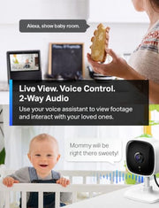 Tapo 1080P Indoor Security Camera, Baby Monitor, Dog Camera, Wired, C100 | Motion Detection, 2-Way Audio, Siren, Night Vision, Cloud & SD Card Storage, Works w/Alexa & Google Home