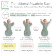 SwaddleDesigns Transitional Swaddle Sack, Cotton, Heathered Jadeite, 0-3mo | Arms Up Half-length Sleeve Partially Suppress Moro reflex, Most Gradual Transition Swaddle for Newborn, Safe for Rolling Baby