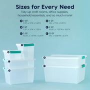 IRIS USA Storage Bins with Lids |Made in USA| 6 Qt - (4-Pack) - Clear | 14"L x 11"W x 3.25"H - Sensory Craft Organizers, Plastic Clip Box Totes, Containers for Paper, Office, Art & Study Supplies