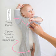 SwaddleDesigns Transitional Swaddle Sack, Cotton, Heathered Jadeite, 0-3mo | Arms Up Half-length Sleeve Partially Suppress Moro reflex, Most Gradual Transition Swaddle for Newborn, Safe for Rolling Baby