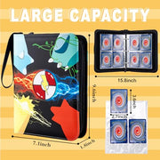 Jravkfi Card Binder 4 Pocket‑Holds Up to 400 Cards | 3‑Ring Zipper Album with 50 Removable Sleeves, Ideal for Card Collectors, Black