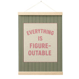 FGFK Everything Is Figureoutable Positive Affirmations Wall Art Poster Hanger Frame, Retro Pink and Green Inspirational Canvas Prints Framed Wall Decor for Office Classroom Home Bedroom, 12x16 Inch