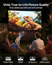 Aurzen BOOM Air Google TV Portable Projector with USB-C Powered, Off-White | Smart Projector with WiFi and Bluetooth, for Outdoor & Home Movie, 4K Supported, Real-Time Focus, Dolby Audio, Flexible Stand