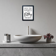 Bathroom Quotes Wall Decor, Black and White Bathroom Wall Art, Toilet Decor Signs Small Black Framed Canvas Art for Kid's Washroom