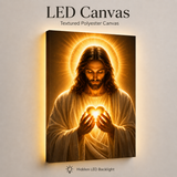 LED Sacred Heart of Jesus Canvas/Mica – Glowing Christian Wall Art with Hidden Backlight