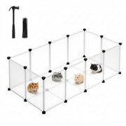 SONGMICS Pet Playpen with Floor, Small Animal Playpen | Pet Fence Indoor, DIY Plastic Enclosure for Guinea Pigs, Bunny, Hamsters, 49.2 x 24.8 x 16.5 Inches, White ULPC001W01