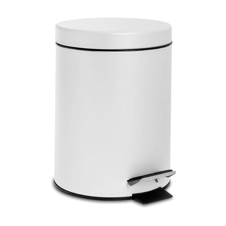 Harbour Housewares 3L Bathroom Bin - Matte White - Round Stainless Steel Pedal Bin Slim Kitchen Rubbish Trash Can Garbage Dustbin with Lid and Inner Liner Bucket