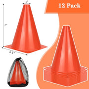 PXZBLG 12/24/50pcs Soccer Cones, 7" Plastic Traffic Cones | for Sports Training, Football, Soccer, Basketball, Coaching, Practice