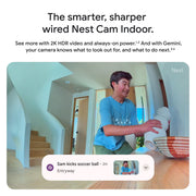 Google Nest Cam Indoor (Wired, 3rd Gen) - Security Camera - 2025 - Snow | 2K video, motion detection, color night vision, 2-way audio, works with Google Home and Gemini, intelligent alerts