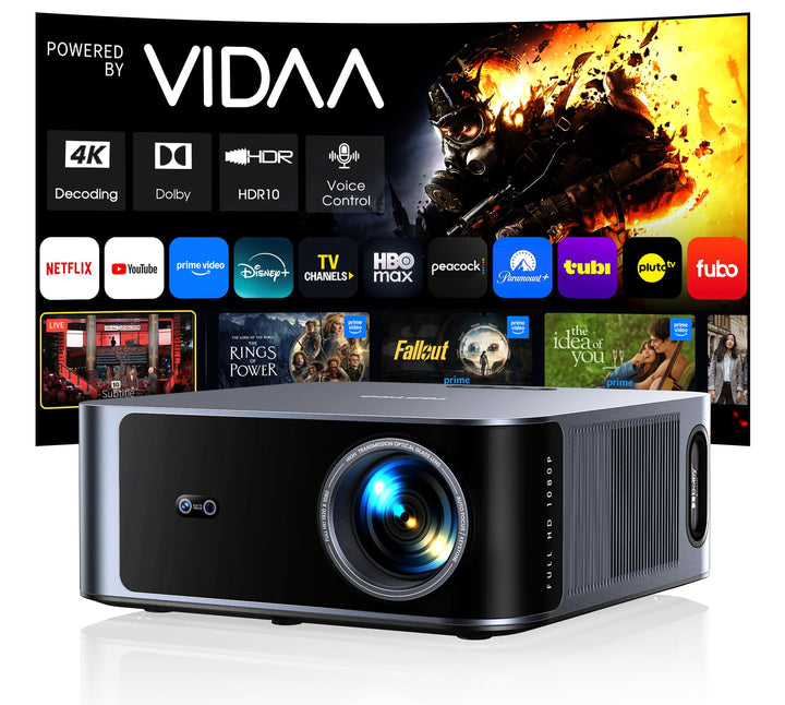 Outdoor-Projector-4K [VIDAA Live TV/40W Dolby/920 ISO] with WiFi6 and Bluetooth Compatible with Netflix, Smart Projector, AI Voice Control & Auto Focus, HDR10, Movie Proyector for Ceiling Home Theater