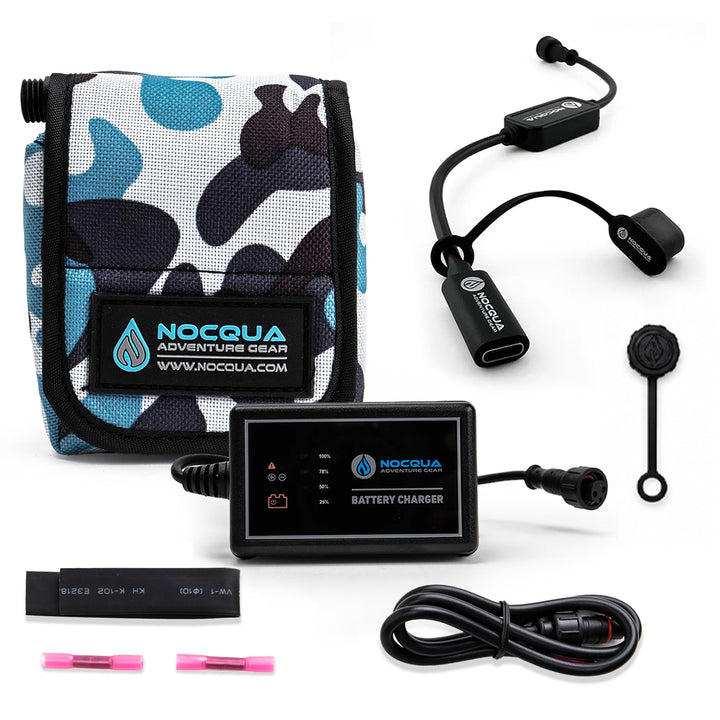 Nocqua Pro Power Kit - 12 Volt Lithium Battery with Charger - 10Ah | Battery Kit for GPS, Fish Finders & Depth Finders, Compact & Portable Kayak Battery Power for Marine Adventure & Kayaks