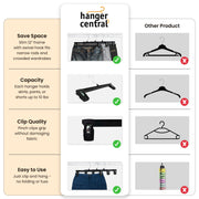 12 inch 30 Pack Pants Hangers Slim Plastic Black