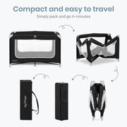 Dream On Me Zodiak Portable Playard, Compact for Travel, Carry Bag, Black | Removable Mattress Pad, Mesh Sides, Quick Fold, 30 Lb Limit - ASTM Tested for Infants & Toddlers, Indoor & Outdoor Use