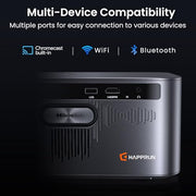 HAPPRUN 3000 ANSI Lumens Outdoor Projector with Official Google TV | 4K Supported, Dolby Audio, Auto Focus & Auto Keystone, 10K+ Apps, WiFi 6, Bluetooth, Indoor & Outdoor Movies